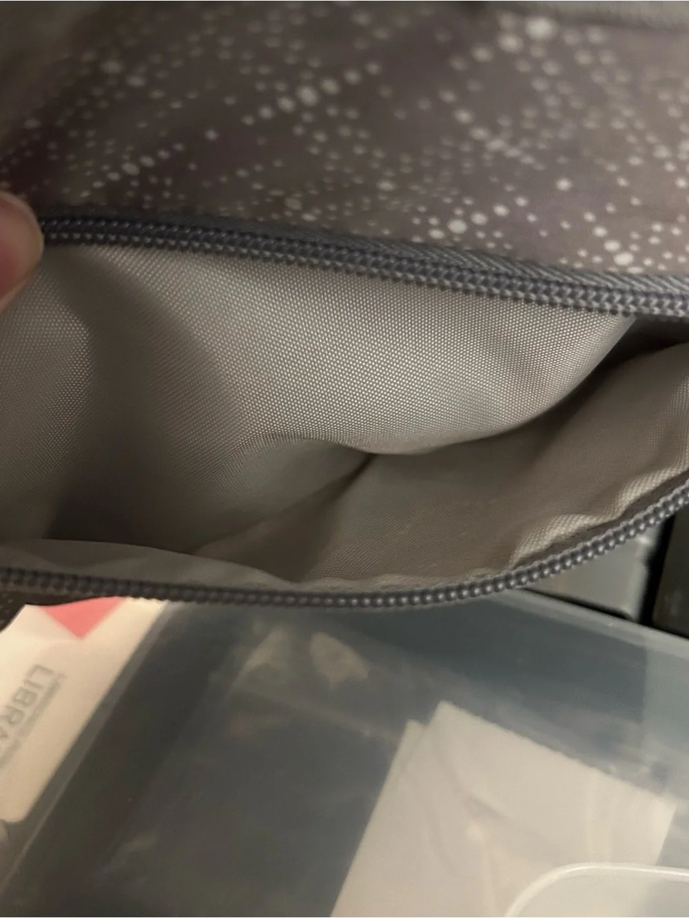 Eddie Bauer Light Gray Dot Crossbody Bag with Red Logo